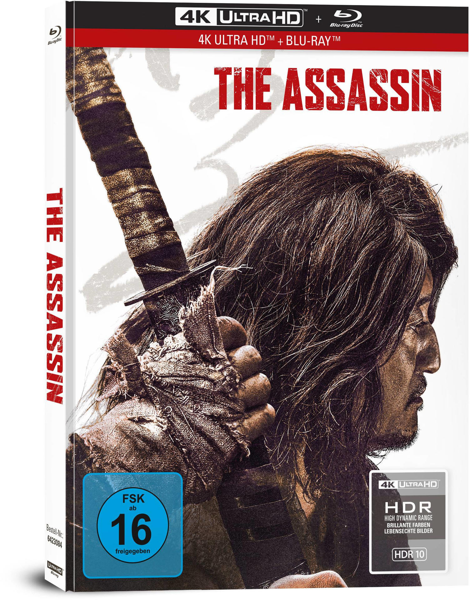 Filmcover: ein Mann mit Schwert, Text 'The Assassin'.