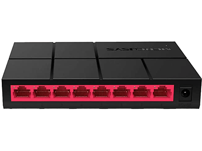 Switch - Mercusys MS108G, 8 Puertos, Gigabit 10/100/1000Mbps, Negro
