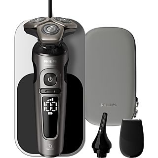 Afeitadora eléctrica - Philips Serie 9000 Prestige SP9872/15, Uso en seco y mojado, Carga inalámbrica, 60 min, Gris