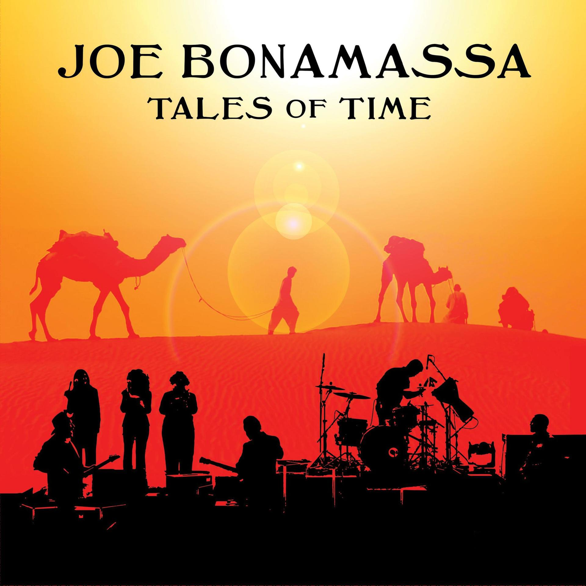 Album borító. Tevék, zenészek és zenekar sziluettjei. Joe Bonamassa: Tales of Time.