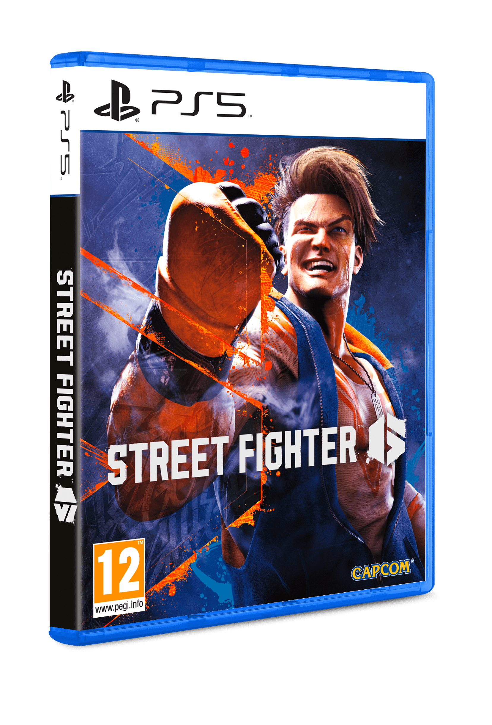 Street Fighter PS5 oyun kutusu. Kapakta bir karakter var. Siyah zemin.