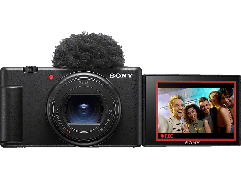 SONY ZV-1 II Zoom, Digitalkamera WLAN Xtra opt. 2.7x Fine Schwarz, Vlog Selfie-Touchdisplay