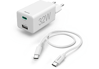 HAMA FIC E3 Univerzális hálózati töltő USB Type-C, USB-A, max 20W+12W, fehér (201692)