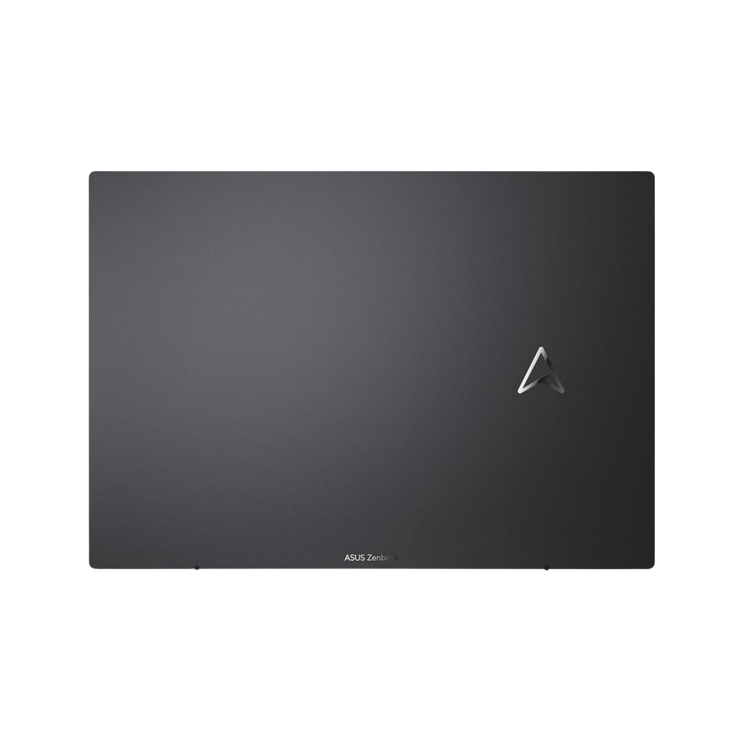 Gesloten, donkergrijze laptop met een ASUS Zenbook-logo op het deksel.