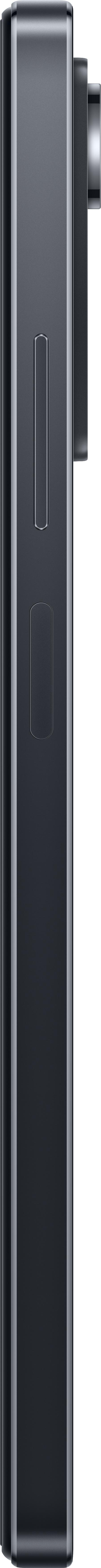 Seitenansicht eines schwarzen Smartphones mit Kamerahöcker und Tasten.