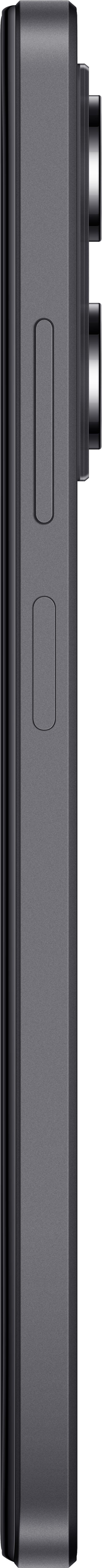 Seitenansicht eines schwarzen Smartphones mit Ein-/Aus- und Lautstärke-Tasten.