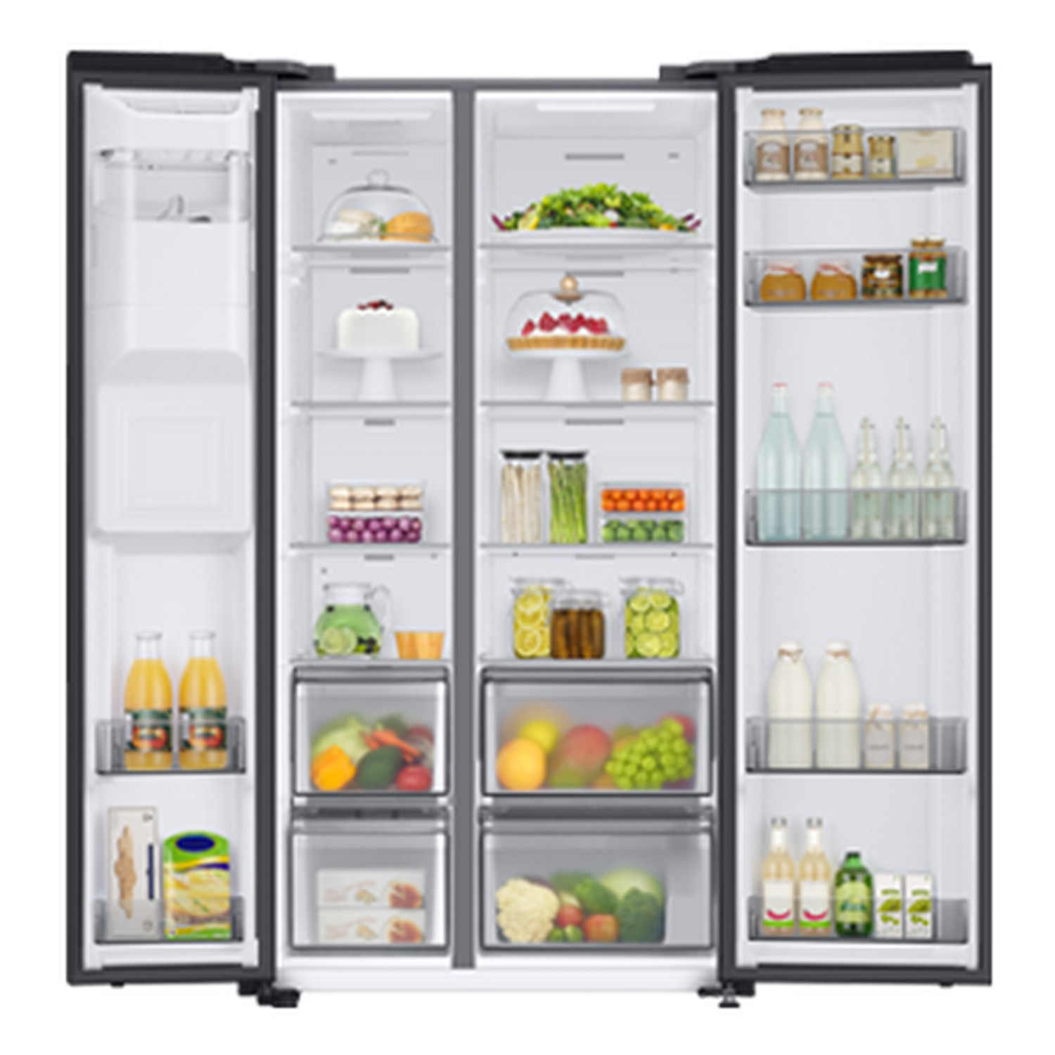 SAMSUNG RS68CG882EB1EF Side by Side, Kühl- und Gefrierkombination (634 l, E, 1780 mm hoch, No Frost (verminderte Eisbildung), Premium Black)