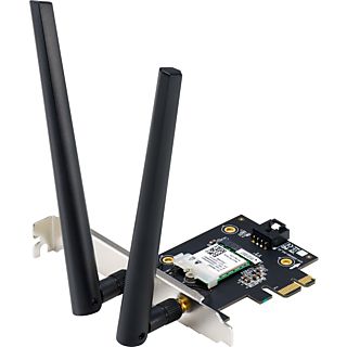 Tarjeta de red - ASUS PCE-AXE5 400, Wi-Fi 6, WLAN, PCI Express, Bluetooth, 2 antenas, Negro