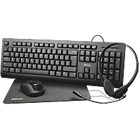 TRUST Primo 4-in-1 Home Office Set mit Tastatur, Maus, Mauspad, Headset (24263)