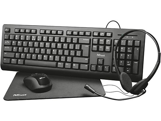 TRUST Primo 4-in-1 Home Office Set mit Tastatur, Maus, Mauspad, Headset (24263)