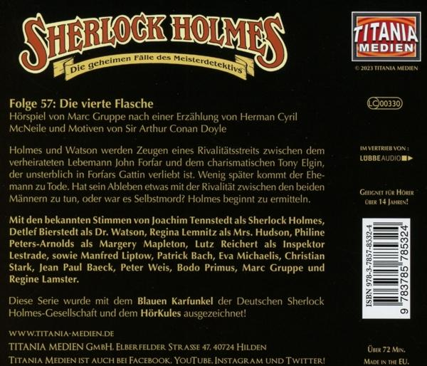 Cover eines Sherlock Holmes Hörbuchs. Der Titel ist goldfarben, mit dem Logo des Verlags in der Ecke.