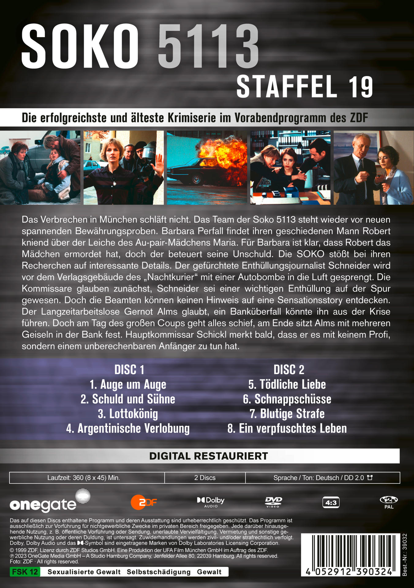 Rückseite einer DVD-Hülle für Soko 5113, eine deutsche Krimi-TV-Serie.