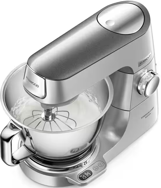 Mixer da cucina con ciotola e frusta attaccate.