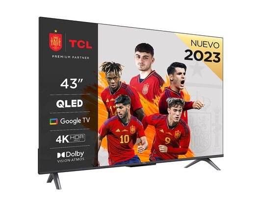 TV QLED 43" - TCL 43C645, UHD 4K, Quad Core, Smart TV, Dolby Atmos,  Brushed titanium metal front