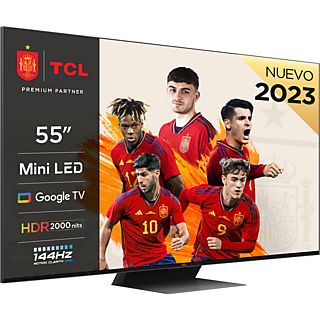 TV Mini LED 55" - TCL 55C845, QLED 4K,  Quad Core , Smart TV, DVB-T2, Google TV, Game Master, Negro