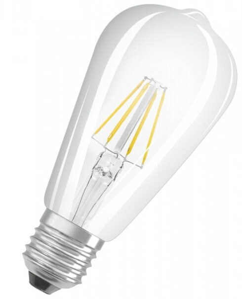 Zbliżenie białej żarówki. Żarówka ma zaokrąglony kształt i widoczne włókna.