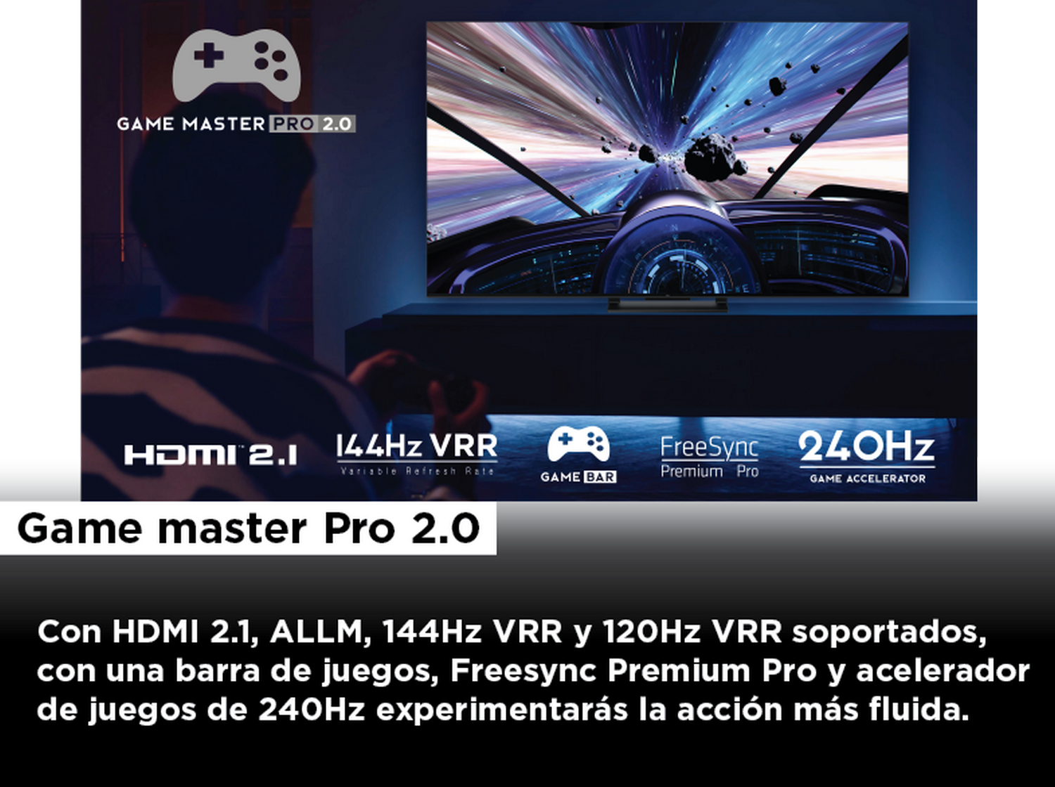 TV Mini LED 85" - TCL 85C845, QLED 4K, Quad Core, Smart TV, DVB-T2, Google TV, Game Master, Negro
