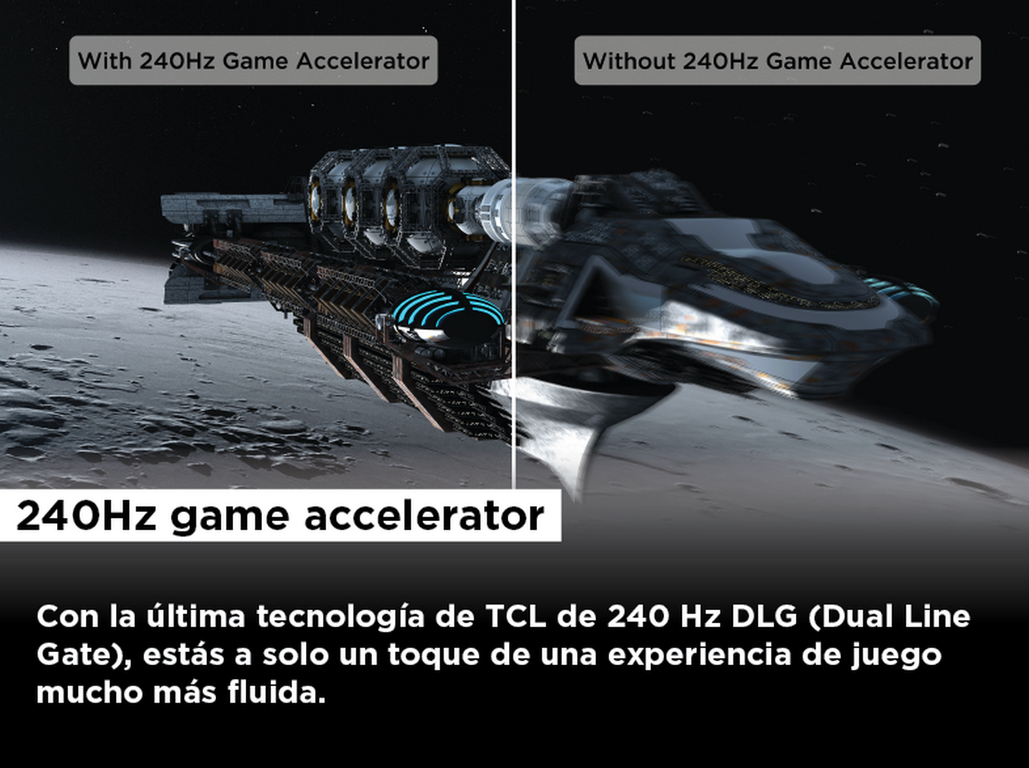 Comparación de dos pantallas. Una con, otra sin Acelerador de Juego 240Hz.