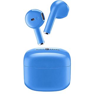 Auriculares True Wireless - Music Sound BTMSTWSSWAGU, De cápsula, Bluetooth,  Autonomía de hasta 20 h, Azul cielo