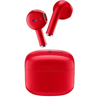 Auriculares True Wireless - Music Sound BTMSTWSSWAGUR, De cápsula, Bluetooth,  Autonomía de hasta 20 h, Rojo