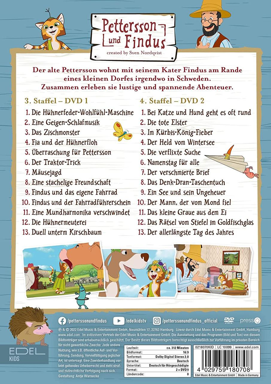 Rückseite einer DVD-Hülle mit Cartoon-Bildern und Text auf Deutsch.