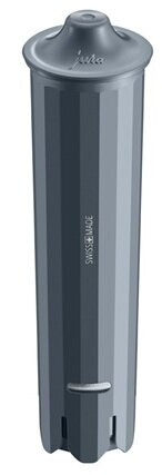 Szary wkład filtra wody. Pokazuje tekst 'SWISS MADE'.