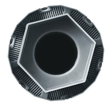 Abstrakcyjny widok z góry na czarno-szary filtr powietrza.