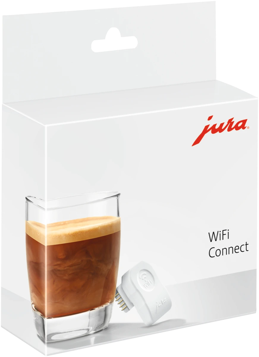 Białe pudełko Jura z kawą i WiFi Connect.