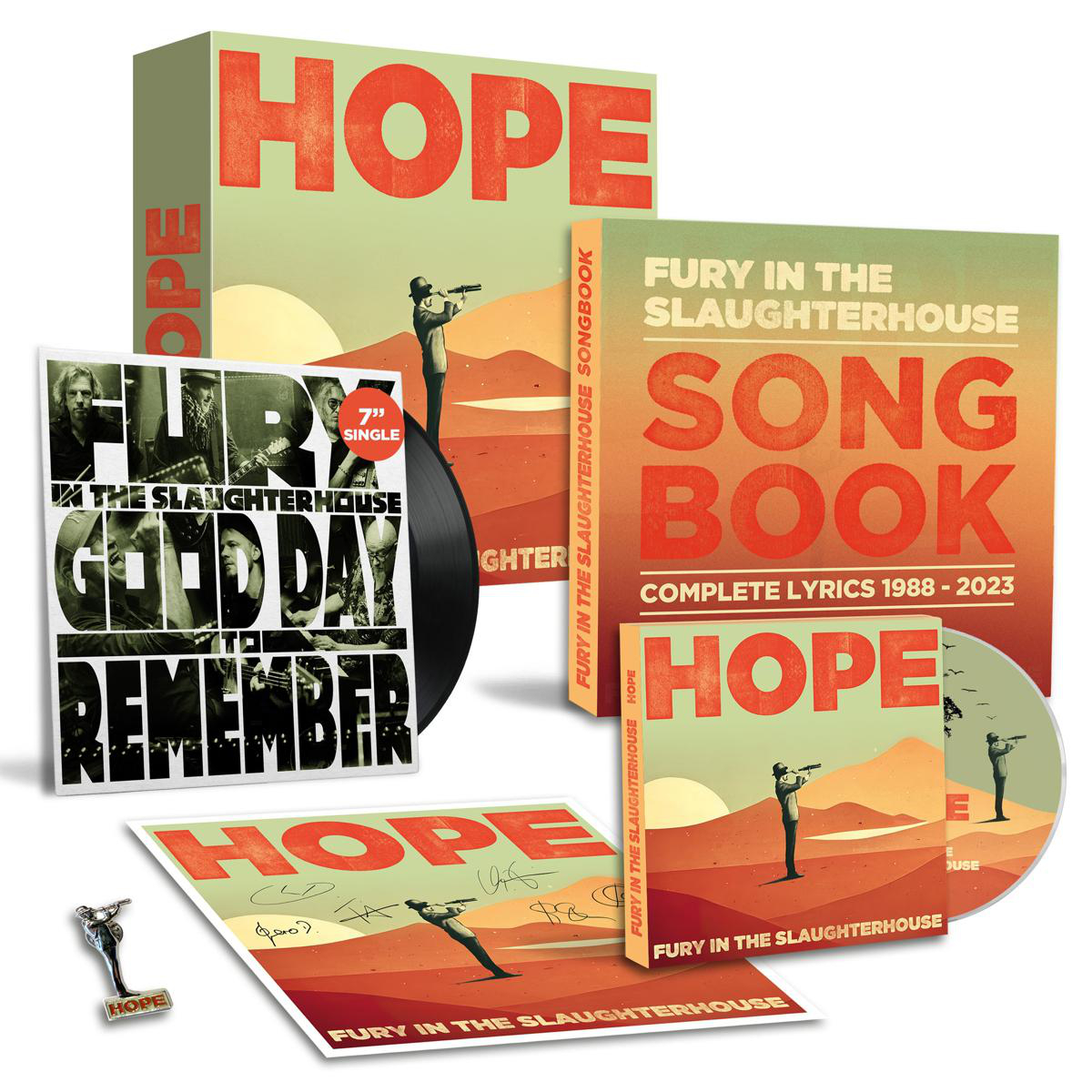 Box-Set mit Album, Vinyl und weiteren Artikeln. Es ist ein Fury in the Slaughterhouse Songbook.