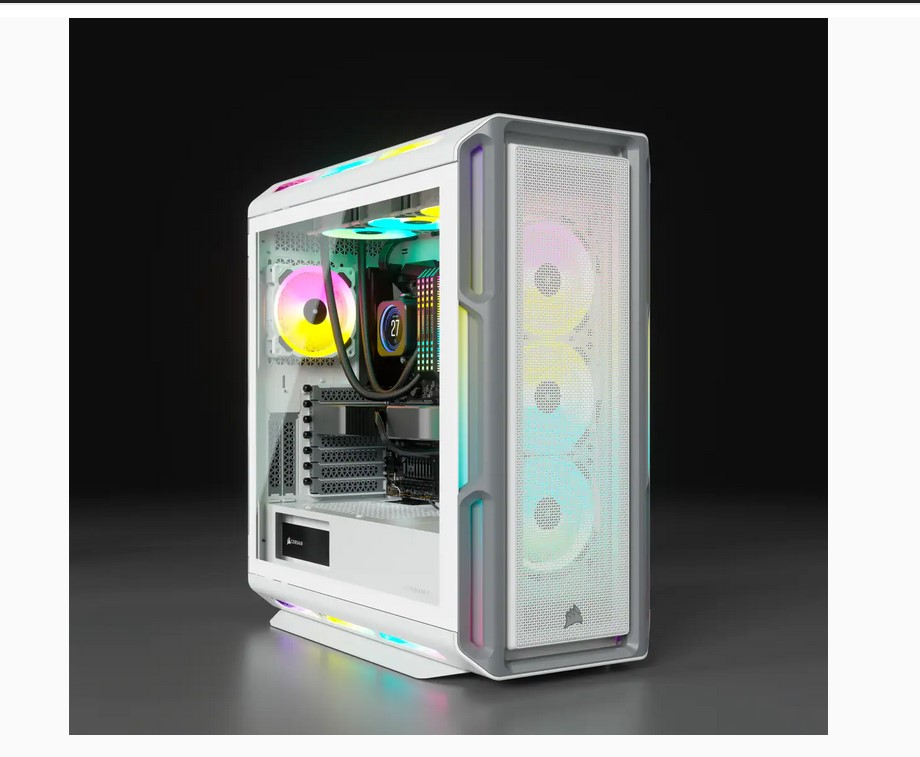 CORSAIR iCUE 5000T RGB Tempered Glass USB3.1 Mid Tower Gaming Bilgisayar Kasası Beyaz