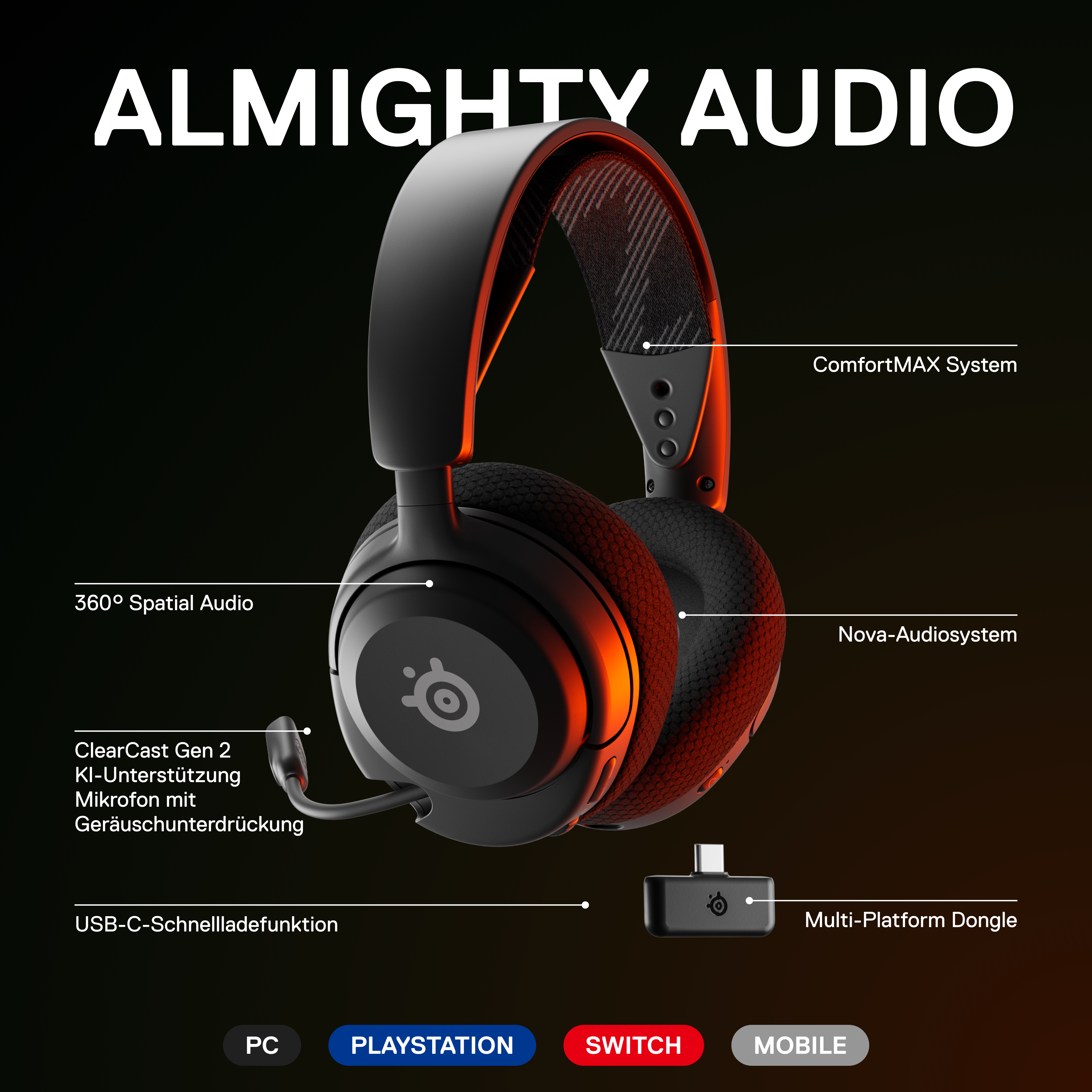 STEELSERIES Arctis Nova 4, Over-ear Gaming Headset Schwarz