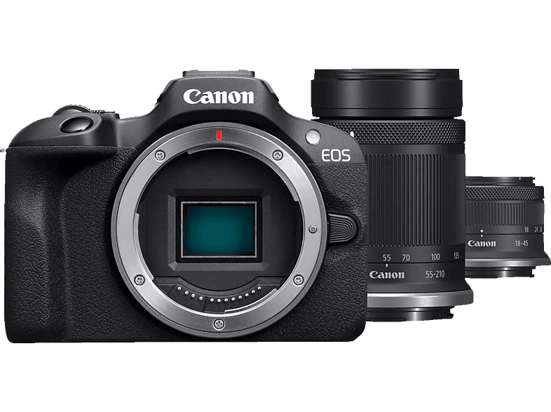 CANON EOS R100 Kit Systemkamera mit Objektiv 18-45 mm, 55-210 mm, 7,62 cm Display, WLAN