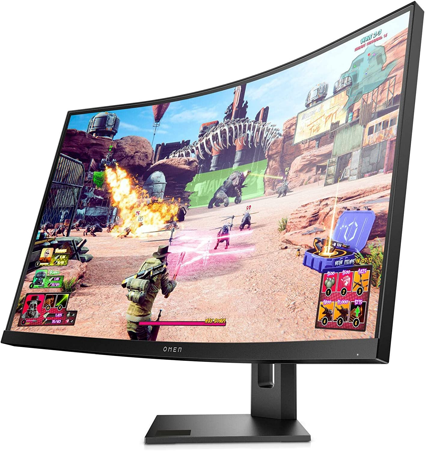 Monitor gaming - HP OMEN 27c, 27", QHD, curvo, 1 ms, 240 Hz, 1 HDMI 2.0, Panel VA, Eyesafe®,  FreeSync™ Premium Pro, OMEN Gaming Hub, Negro