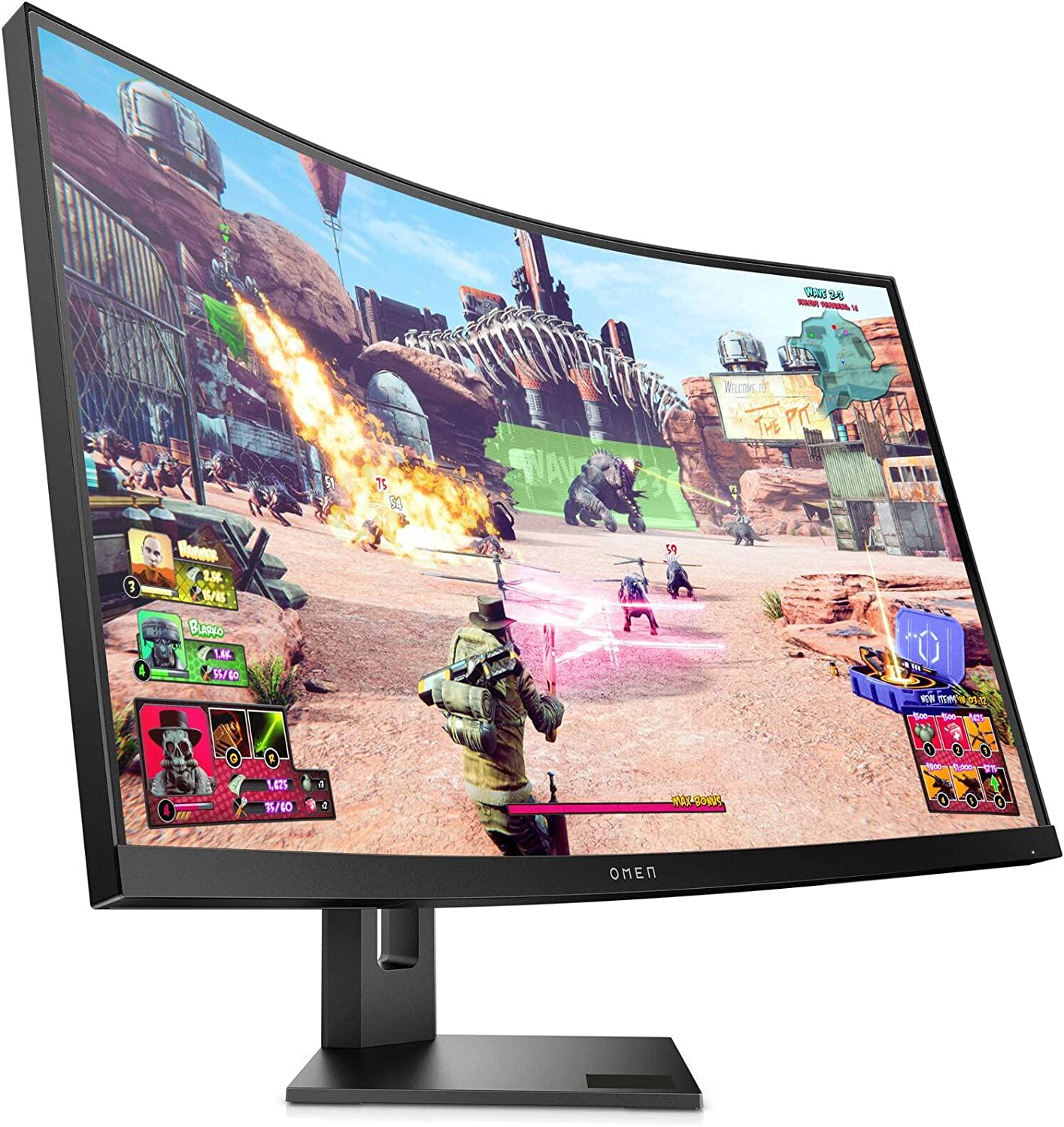 Monitor gaming - HP OMEN 27c, 27", QHD, curvo, 1 ms, 240 Hz, 1 HDMI 2.0, Panel VA, Eyesafe®,  FreeSync™ Premium Pro, OMEN Gaming Hub, Negro