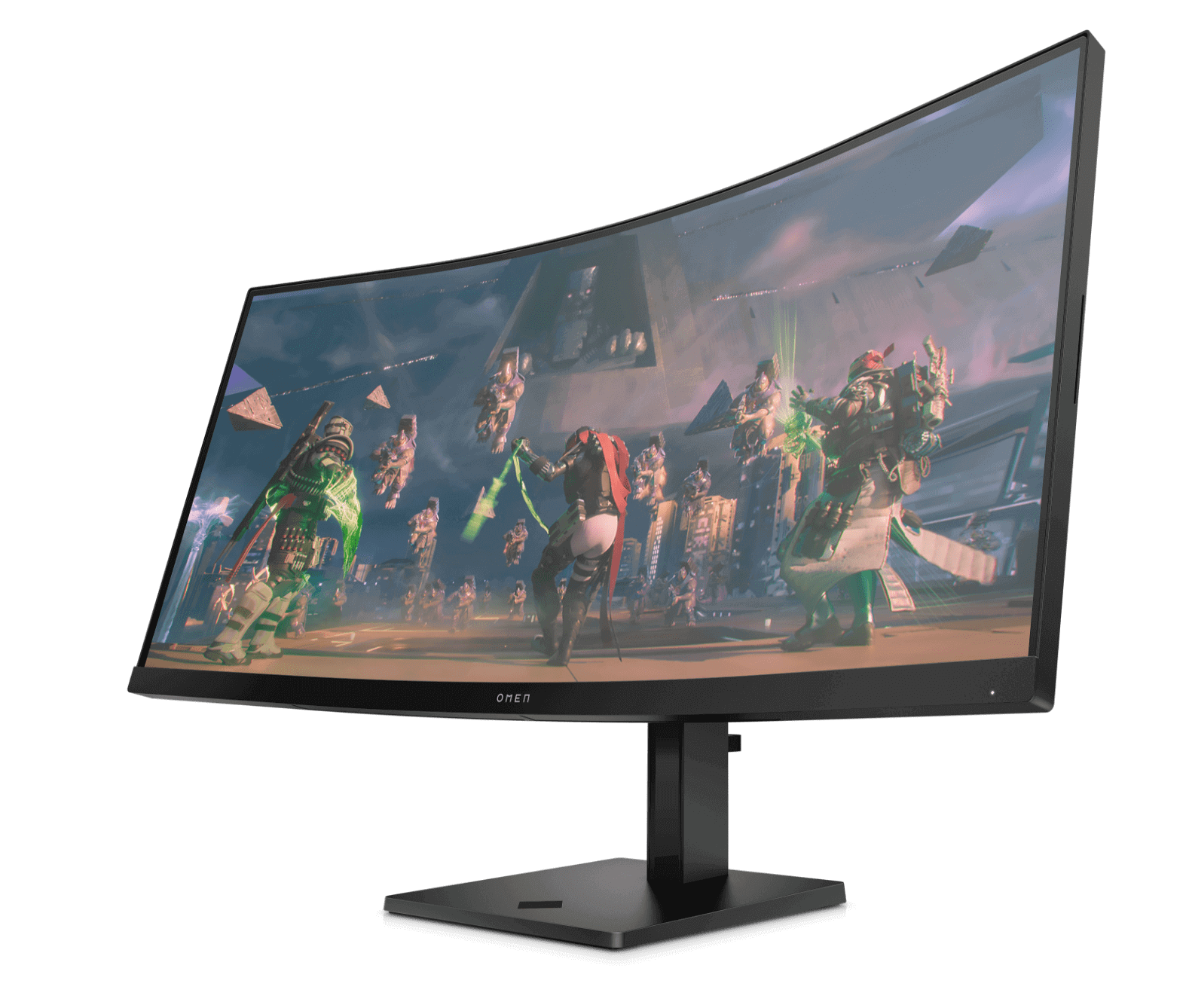 Monitor gaming - HP OMEN 34C curvo , 34", WQHD, 1 ms, 165 Hz, 1 DisplayPort™ 1.4  2 HDMI 2.0, HDR, AMD FreeSync™ Premium, Eyesafe®, Altavoces, Negro
