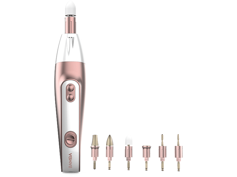 Set de manicura y pedicura - Cecotec Bamba PinkyCare 700 Perfect Nails , Manos pies, 5 velocidades, 2 sentidos giro, Incluye estuche, Blanco
