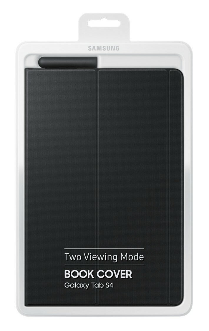 Czarna osłona tabletu Samsung. Białe opakowanie. Tekst: Two Viewing Mode Book Cover.