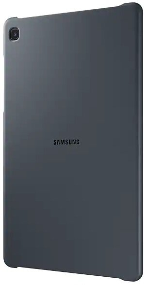 Ciemnoszary tablet Samsung, widok z tyłu, z aparatem i nazwą marki.