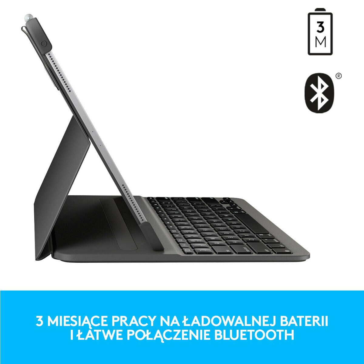 Etui z klawiaturą LOGITECH Slim Folio Pro 11 cali (1. 2. i 3. gen) Czarny 920-009689
