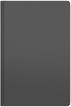 Czarne etui na tablet, zamknięte. Etui jest gładkie i prostokątne z gładką powierzchnią.