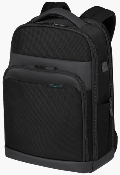 Czarny plecak Samsonite. Ma teksturowany panel przedni i kieszeń na zamek błyskawiczny.