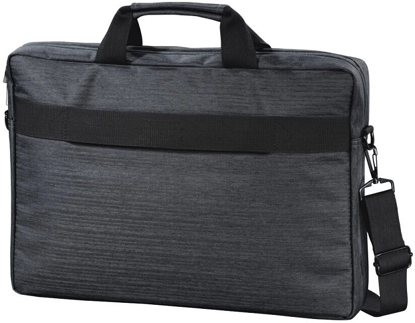 Czarna torba na laptopa z paskiem.
