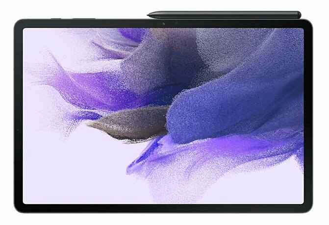 Tablet z rysikiem. Ekran wyświetla kolorowe, abstrakcyjne tło.