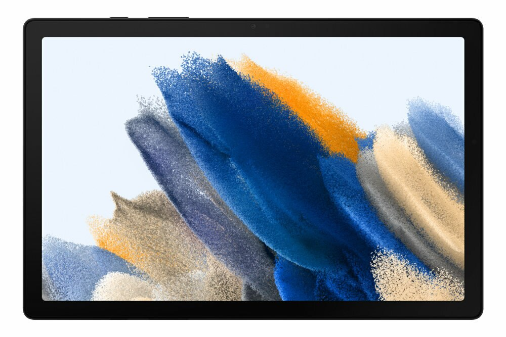 Czarny tablet z kolorowym abstrakcyjnym wzorem na ekranie. Tablet na białym tle.
