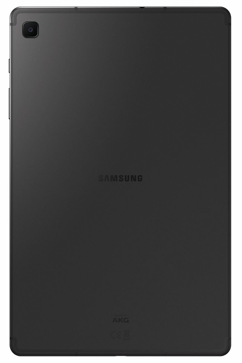 Tył czarnego tabletu. Widoczny aparat i logo Samsung. Design jest elegancki i minimalistyczny.