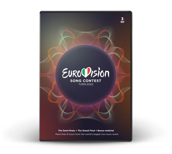 Eurovision Song Contest 2022 DVD-Hülle. Enthält das Logo der Veranstaltung und Werbetext.