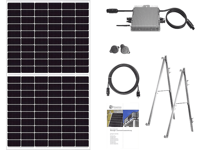 OSNATECH Mini-PV-Set 600 "Balkonkraftwerk" GLAS PREMIUM 375W-1-Starter ...