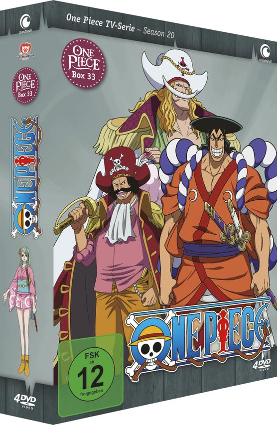 DVD-Hülle des Anime One Piece. Zeigt Manga-Charaktere in farbenfroher Kleidung. Box-Art.