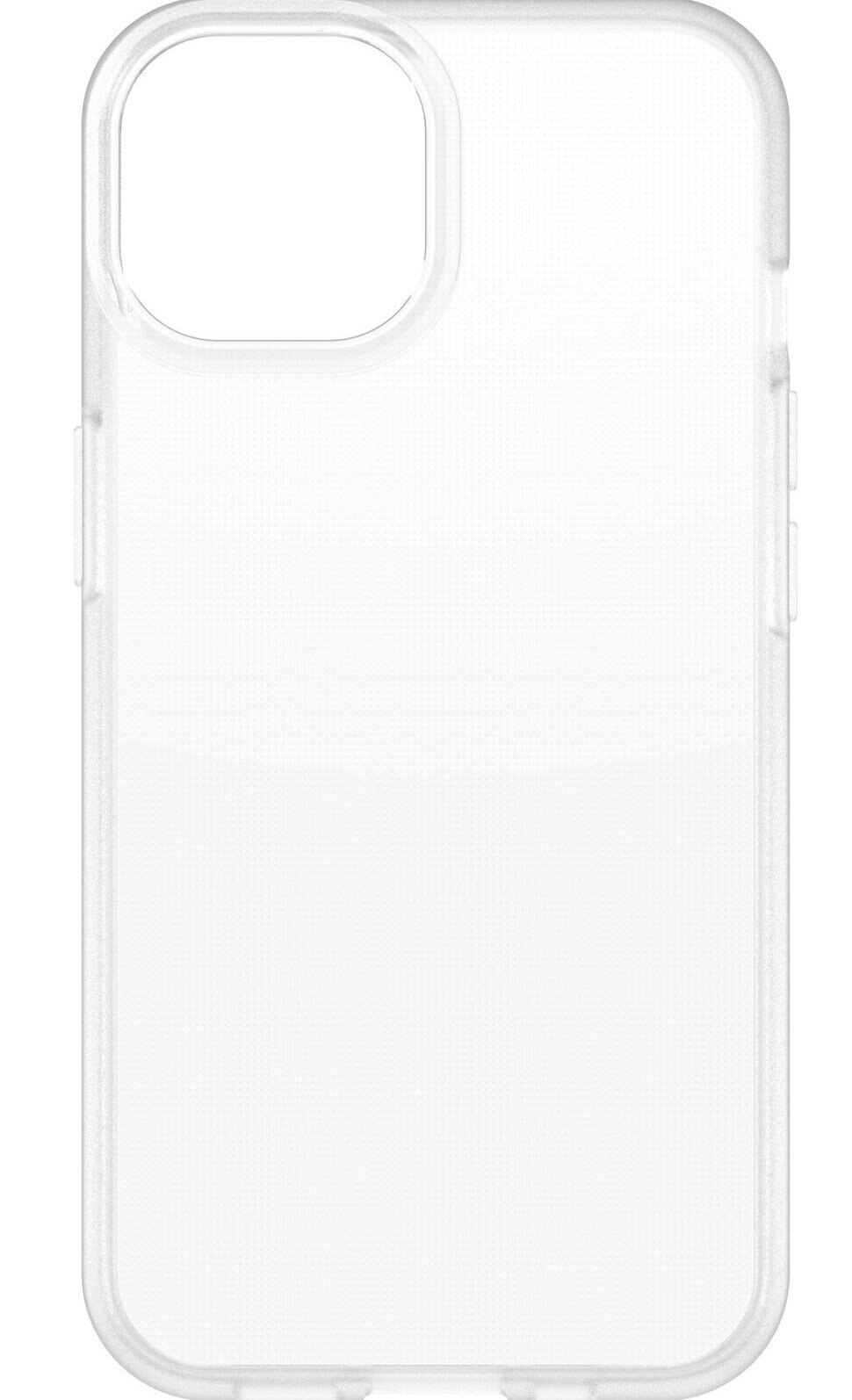 Przezroczyste etui na telefon, prosty design, z otwartą przestrzenią na aparat.