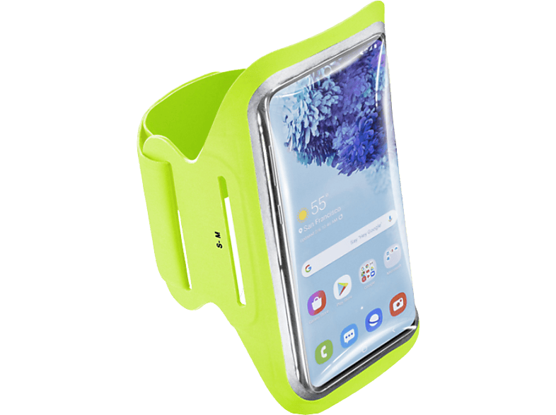 Brazalete para móvil - CellularLine ARMBAND FITNESS, Ultraflexible, Universal, Microfibra suave, Lima